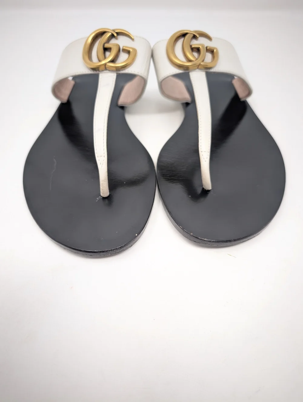 Gucci Marmont GG White Thong Sandals Flip Flops Slides Size 37.5